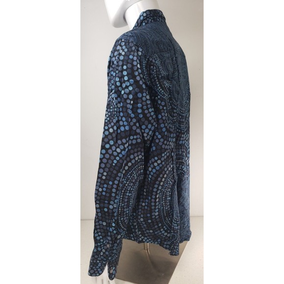 PERRY ELLIS Mens 2X Slim Fit Blue's Circle Abstract Print Button Down Shirt - Picture 7 of 16